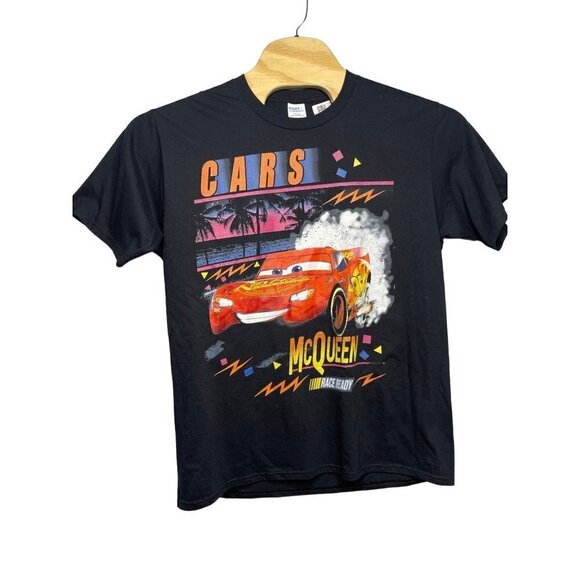 Disney Cars Lightning McQueen Palm Tree Black Unisex Cotton T Shirt SZ Large NEW - Picture 1 of 7